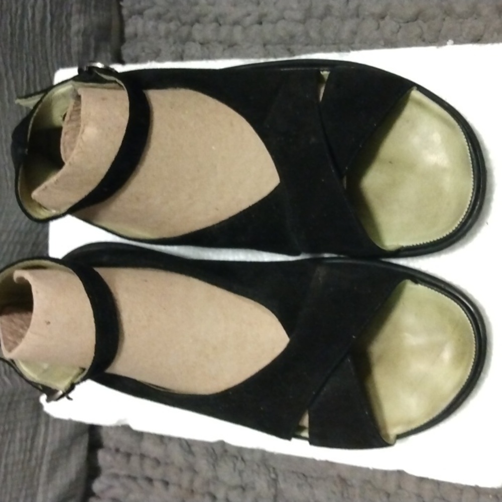 Vintage Black Suede Sandals